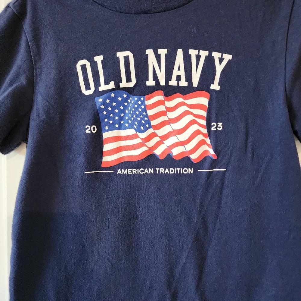 XS size 4 blue Old Navy American Flag t-shirt 2023 patriotic Summer - Picture 5 of 7
